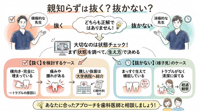 親知らずは抜く？抜かない？の図解
