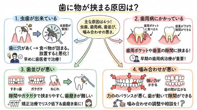 歯に物が挟まる原因は？の図解