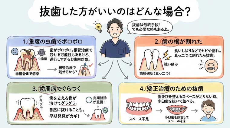 抜歯した方がいいのはどんな場合？の図解
